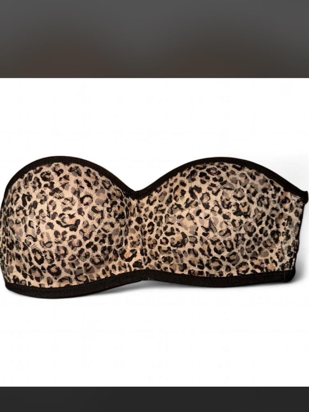 PINK Victoria's Secret Leopard Print Strapless Bandeau Bra - Nude & Black
